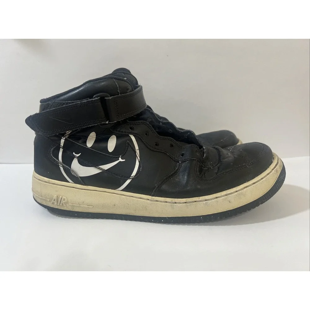 Rare Nike‎ Air Force 1 Mid Have Nike Day AO2444-001 Men Sz 12 Black Smiley Shoes